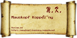 Mauskopf Koppány névjegykártya